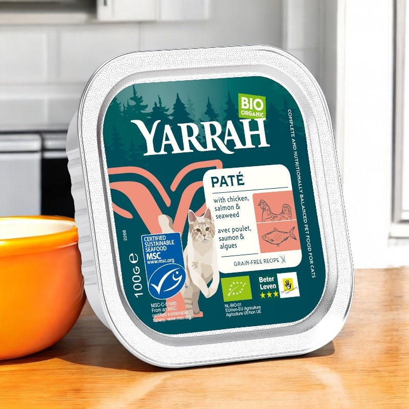 Pâté saumon avec algues marines pour chat BIO - 100g - Yarrah