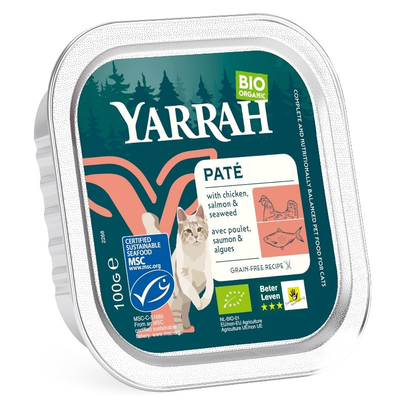 Pâté saumon avec algues marines pour chat BIO - 100g - Yarrah
