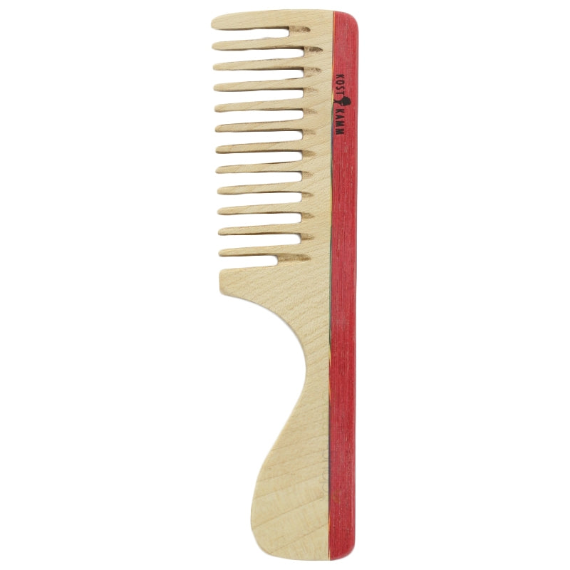 Kamm mit farbigem Holzgriff und breiten Zinken - Kost Kamm