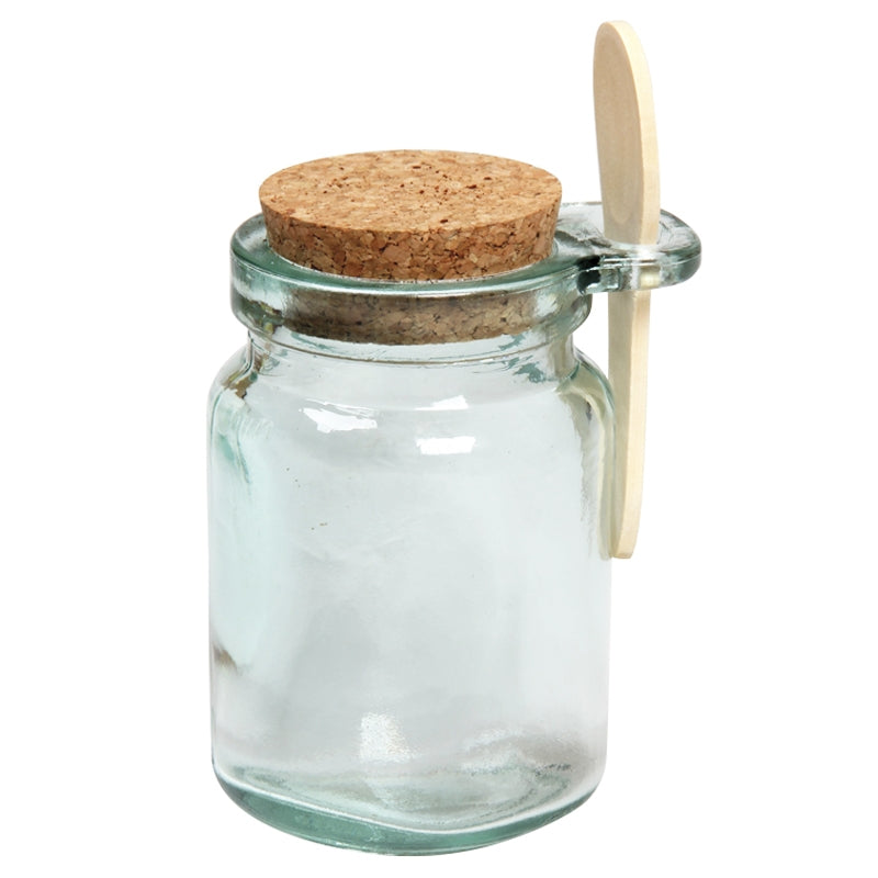Pot à condiment en verre recyclé 250ml avec couvercle en liège - ah table !