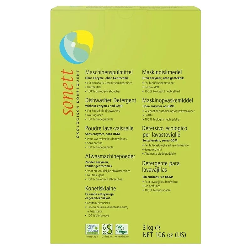 ECO Geschirrspülpulver, geruchlos – 3 kg – Sonett