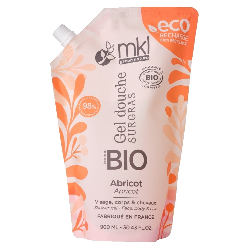 Recharge gel douche bio abricot 900 ml mkl green nature