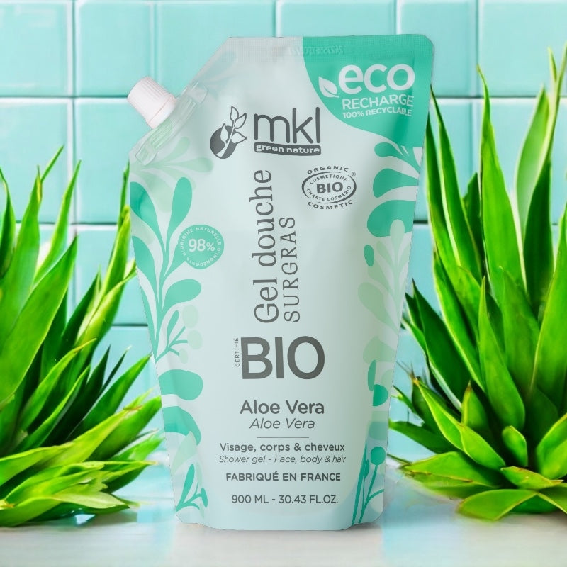 Recharge gel douche bio aloe vera 900 ml mkl green nature 2