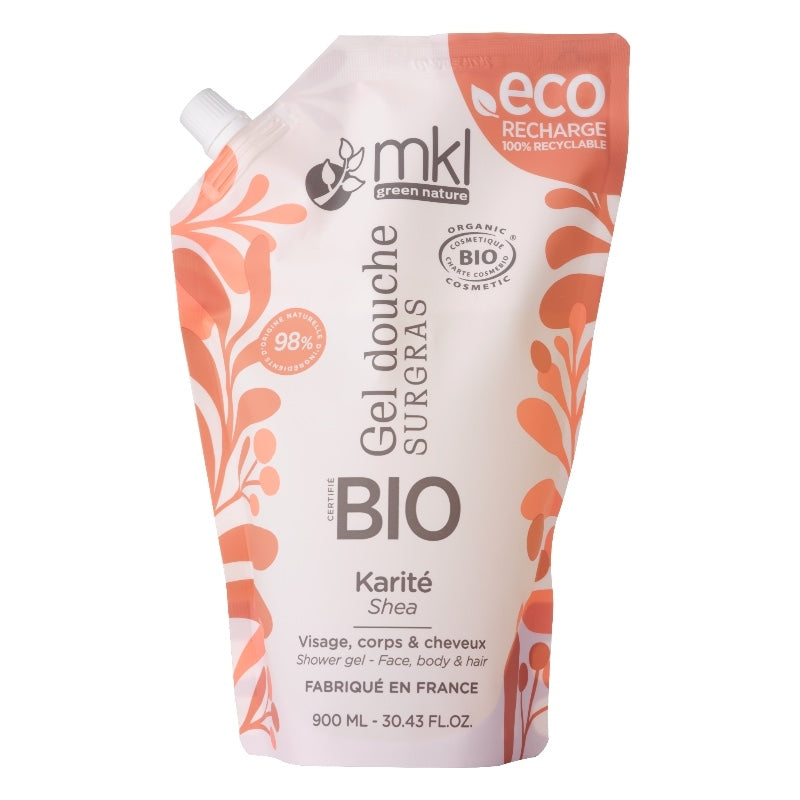 Recharge gel douche bio beurre de karite 900 ml mkl green nature
