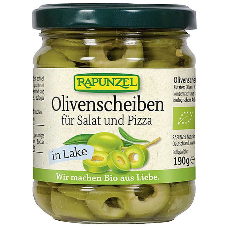 Bio-Olivenscheiben in Salzlake für Salate und Pizzen - 190 g - Rapunzel