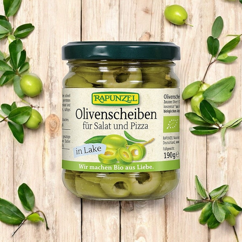 Bio-Olivenscheiben in Salzlake für Salate und Pizzen - 190 g - Rapunzel