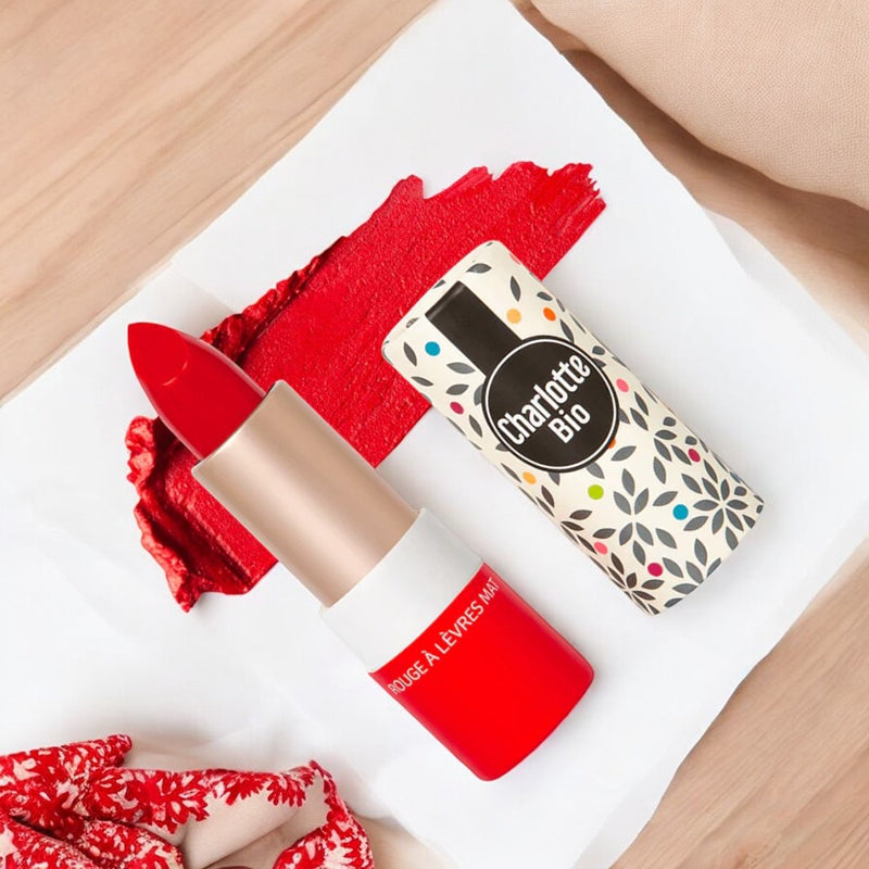 Matter Lippenstift, echtes Rot, Bio – 3,5 g – Charlotte Bio