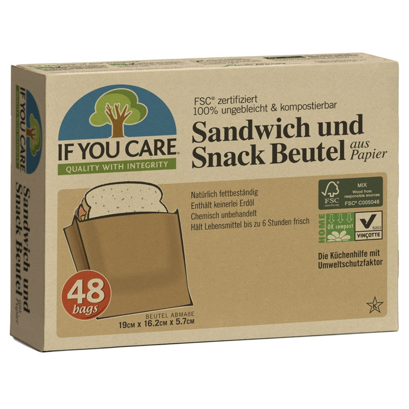 Umweltfreundliche Papiertüten für Sandwiches und Snacks – 48 Stück – If You Care