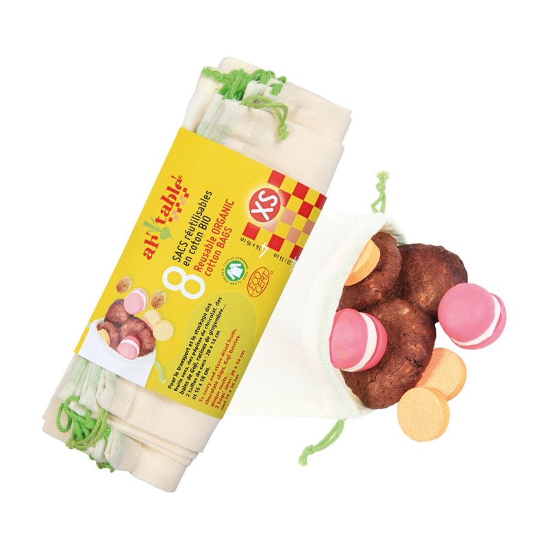 Wiederverwendbare Taschen aus Bio-Baumwolle, Größe XS - 8 Stück - ah table!