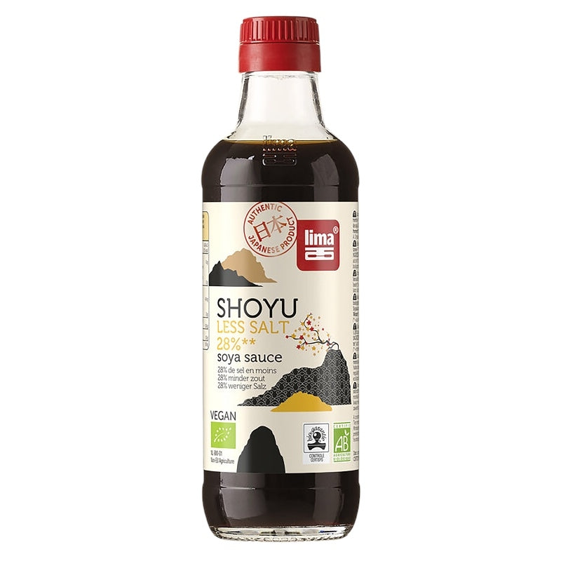 Bio-Soja-Weizen-Sauce mit 28 % weniger Salz – Shoyu – 250 ml – Lima
