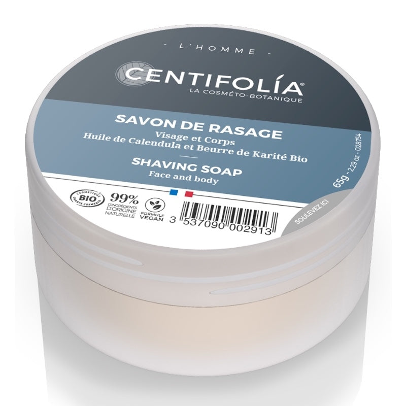 Rasierseife für Männer in der Box, Bio-Ringelblume & Sheabutter – 65 g – Centifolia