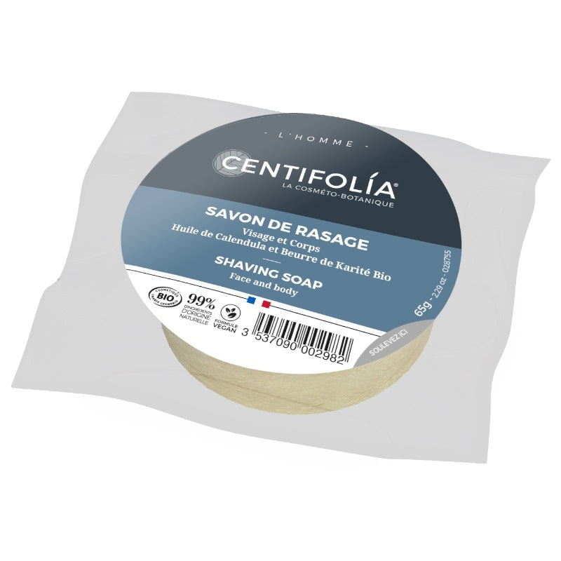 Rasierseife für Männer im Sachet, Bio-Ringelblume & Sheabutter – 65 g – Centifolia