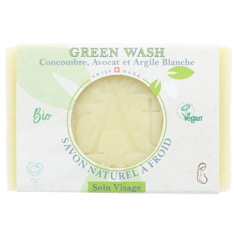 Bio-Grünwaschseife mit Gurke, Avocado und weißer Tonerde – 100 g – terAter