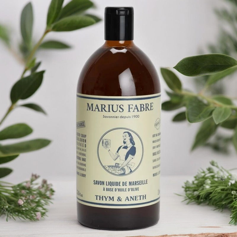 Flüssige Marseiller Seife mit Thymian und Dill - 1L - Marius Fabre