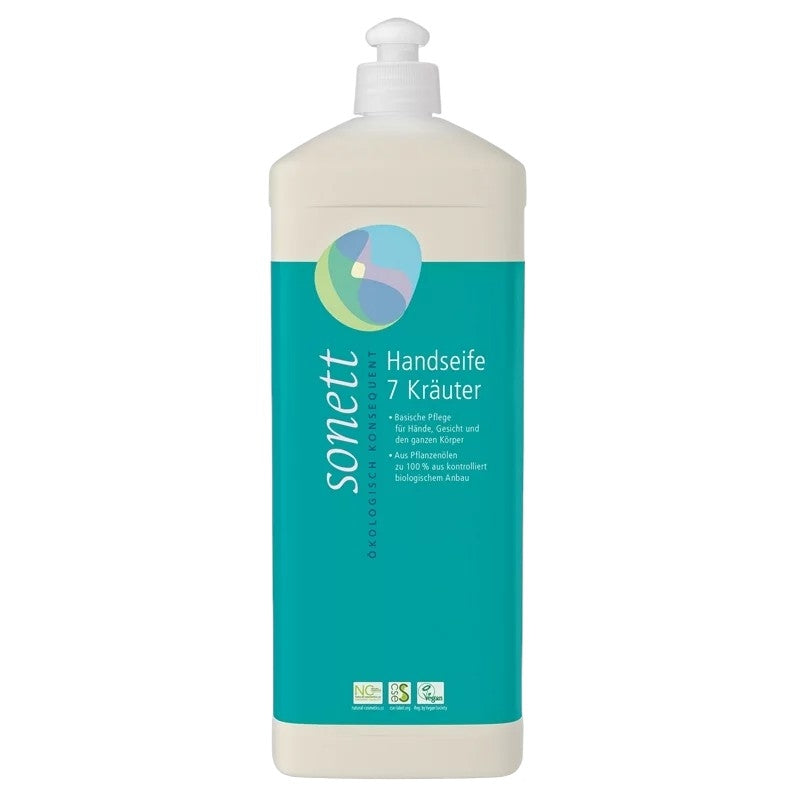 Savon liquide mains, visage & corps 7 plantes ECO - 1l - Sonett