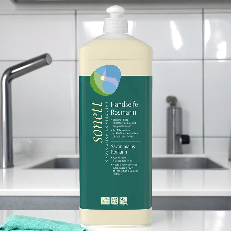 Savon liquide mains, visage & corps romarin ECO - 1l - Sonett