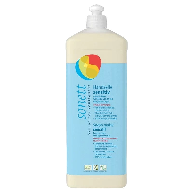 Savon liquide mains, visage & corps sensitif sans parfum ECO - 1l - Sonett