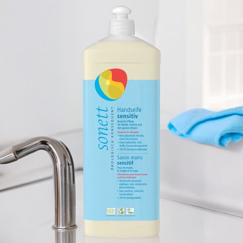 Savon liquide mains, visage & corps sensitif sans parfum ECO - 1l - Sonett