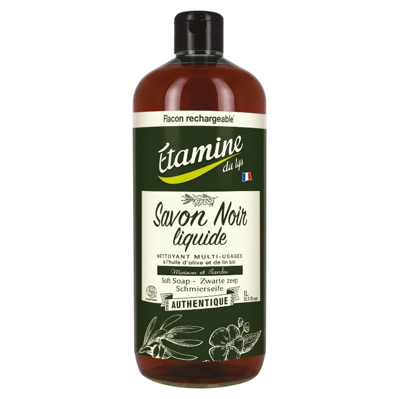 Umweltfreundliche schwarze Seife mit Oliven- und Leinsamenöl - 1L - Etamine du Lys