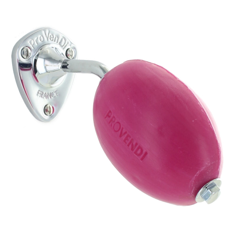 Rosa drehbare Seife mit verchromter Seifenschale – 290 g – Provendi