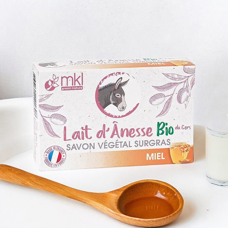 Savon surgras lait d'ânesse BIO miel - 100g - MKL Green Nature