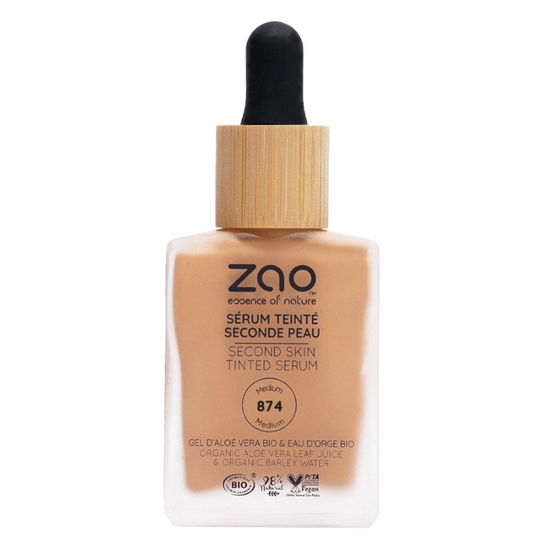 Second Skin Getöntes Serum Nr. 874 Medium Organic - 30ml - Zao