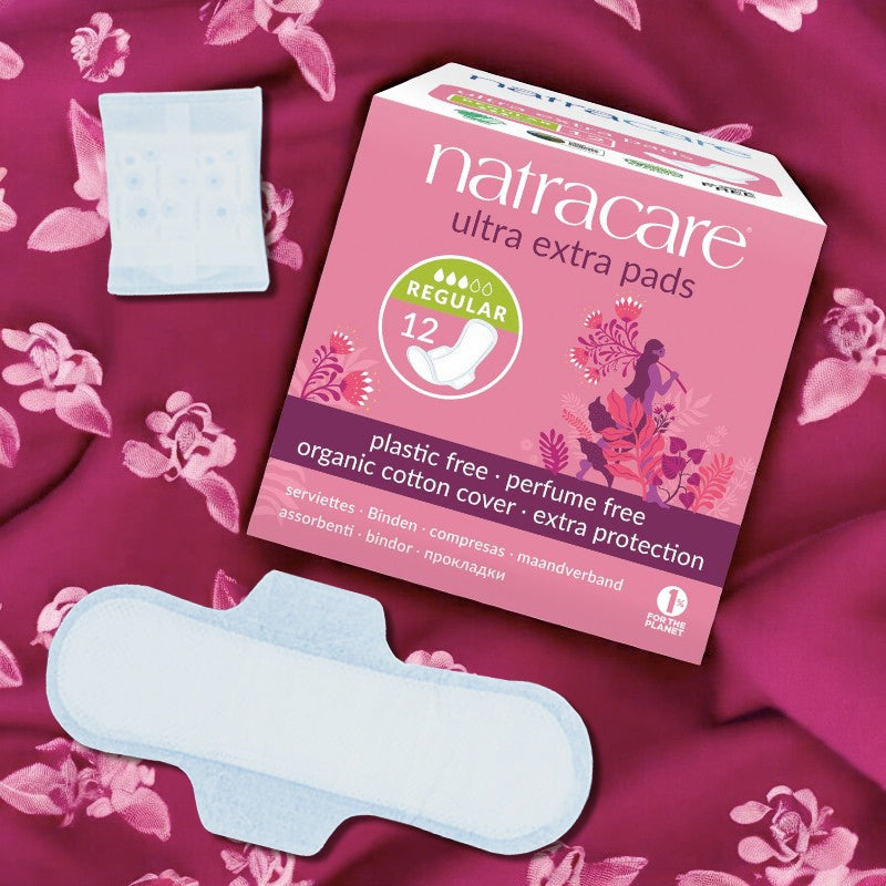 Serviettes normales avec ailettes BIO flux moyen-fort - 12 pcs - Natracare