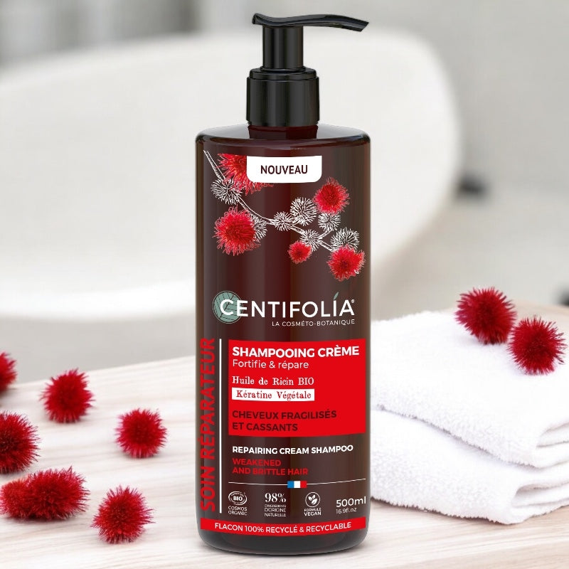 Shampooing crème réparateur BIO ricin & kératine - 500ml - Centifolia