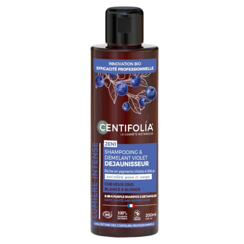 Shampooing et démêlant violet déjaunisseur BIO myrtille - 200ml - Centifolia