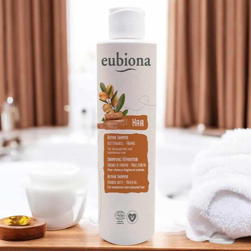 Bio-Reparatur-Shampoo mit Klettenwurzel und Arganöl – 200 ml – Eubiona