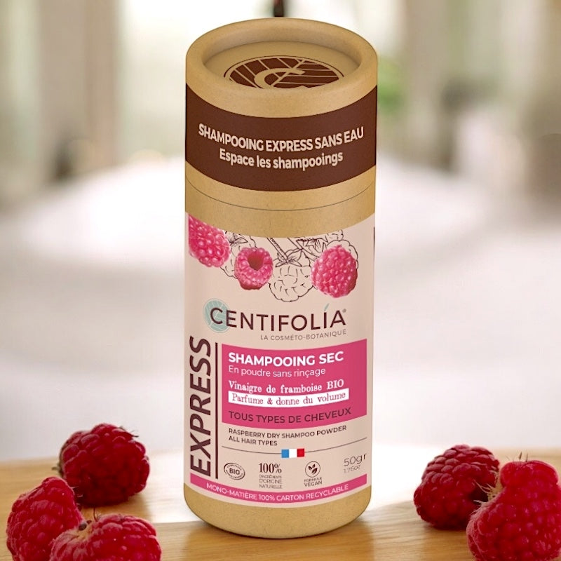 Shampooing sec en poudre sans rinçage BIO framboise - 50g - Centifolia