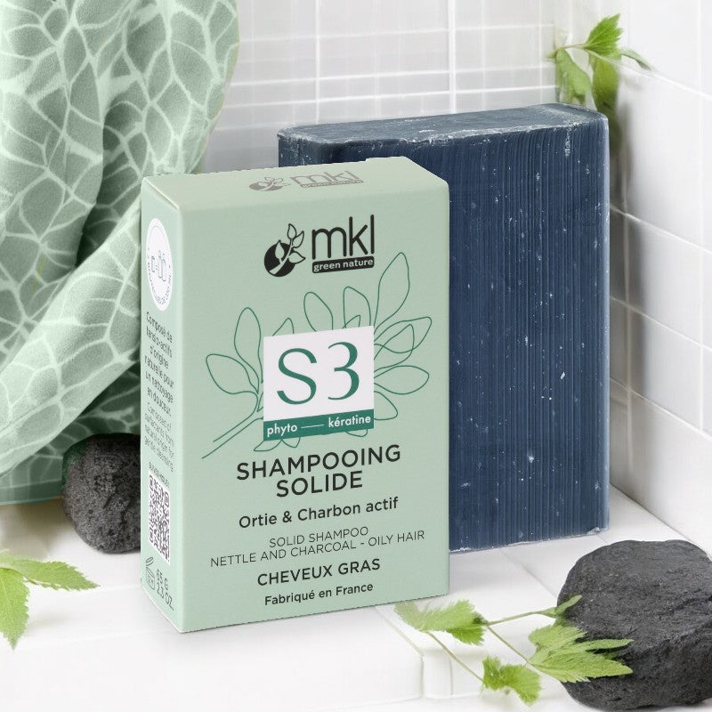 Natürliches, reinigendes Festshampoo mit Aktivkohle – 65 g – MKL Green Nature