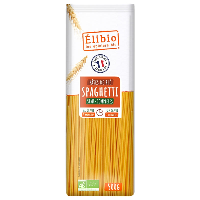 Bio-Spaghetti aus halbvollkornigem Getreide – 500 g – Élibio