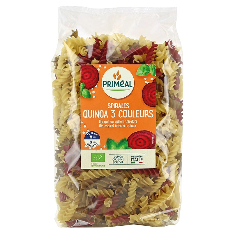 Bio-Weizen- und Quinoa-Spiralen in drei Farben – 500 g – Priméal