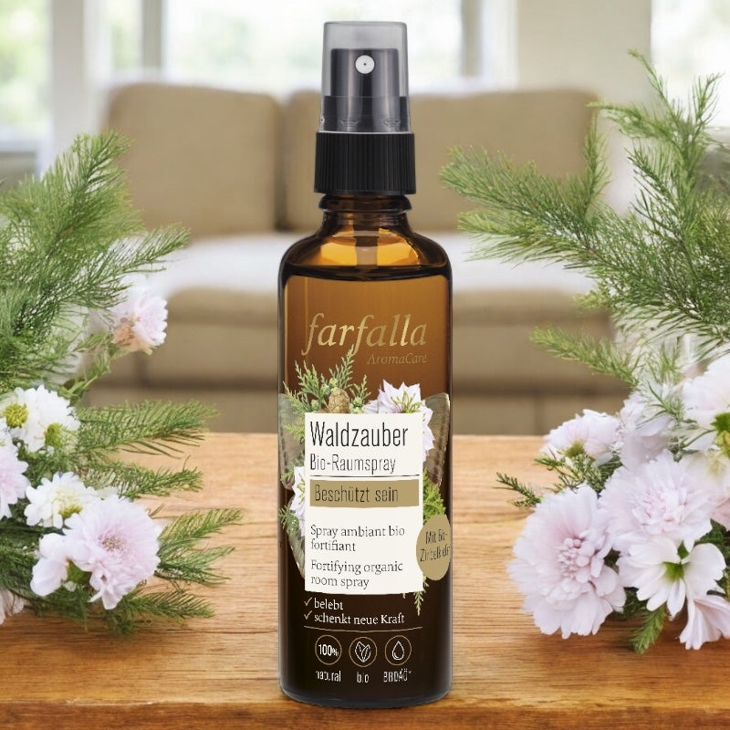 Stärkendes Raumspray, Bio-Kiefer, Schwanen- und Weißtanne – 75 ml – Farfalla