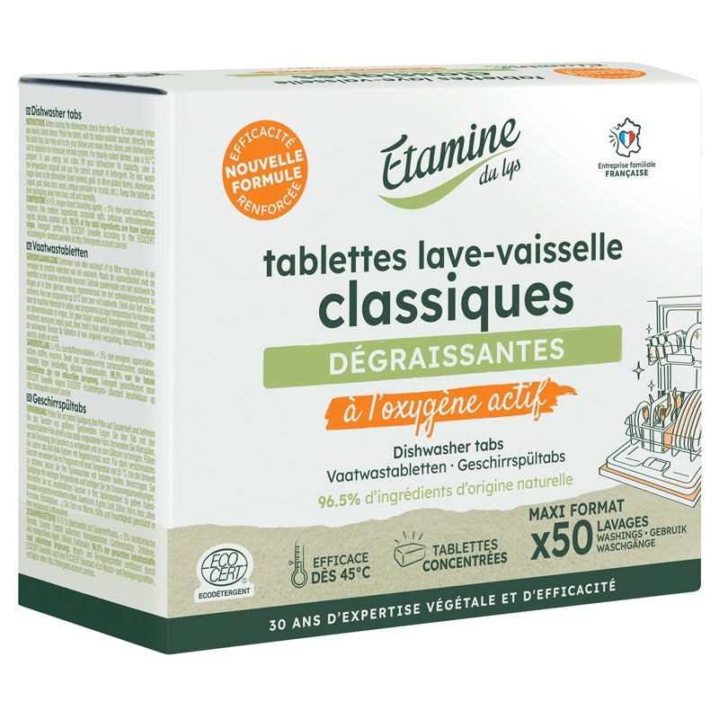 Umweltfreundliche klassische Geschirrspültabs - 50 Tabs - Etamine du Lys