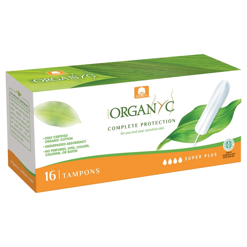 Tampons super plus sans applicateur BIO flux fort - 16 pièces - Organyc