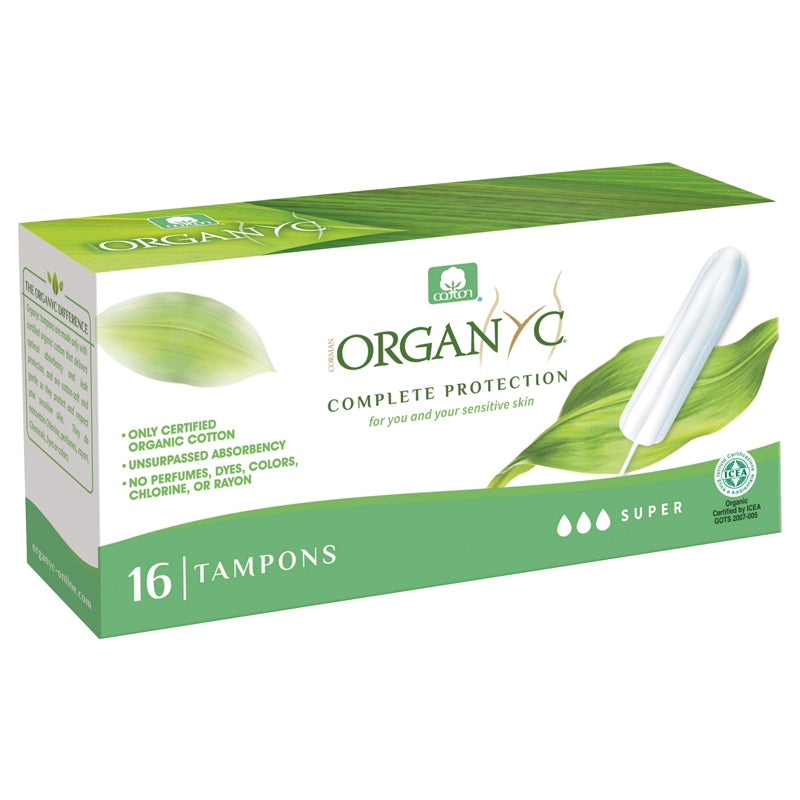 Tampons super sans applicateur BIO flux moyen-fort - 16 pièces - Organyc