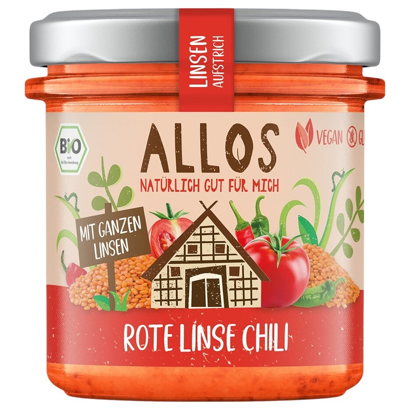 Bio-Aufstrich aus roten Linsen und Chili – 140 g – Allos