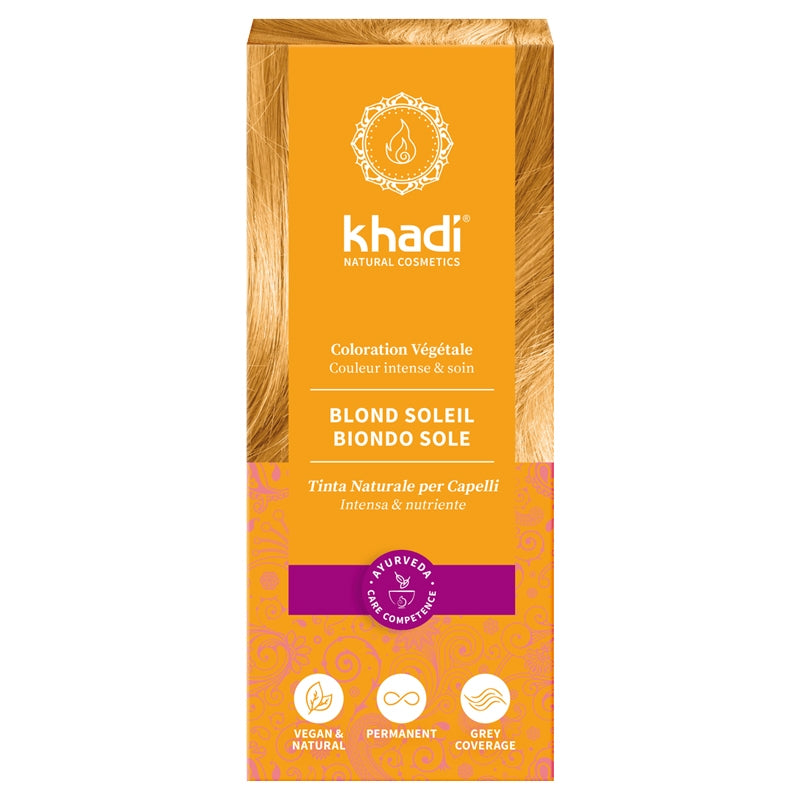 Bio-Haarfarbe auf Pflanzenbasis, sonnengeküsstes Blond – 100 g – Khadi