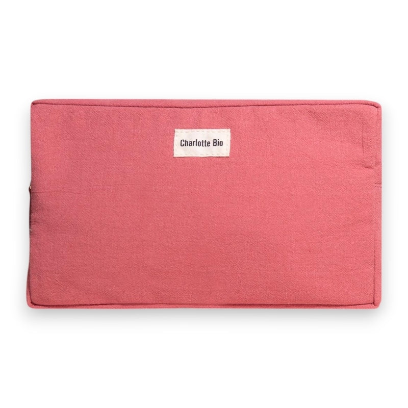 Charlotte Bio Große rosa Kosmetiktasche aus Baumwolle