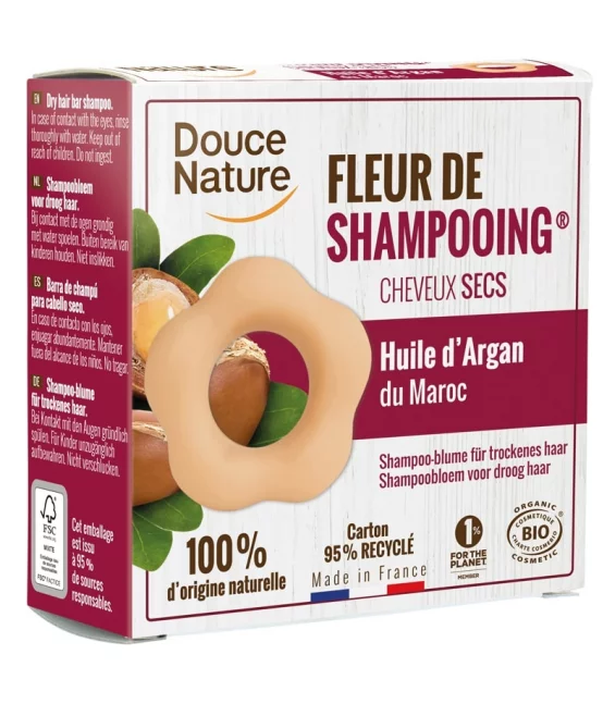 Fleur de shampooing BIO huile d'﻿argan & argile rouge - 85g - Douce Nature