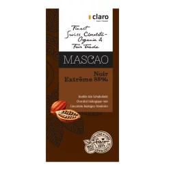 Dunkle BIO-Schokolade 85% Mascao - 100g - Claro