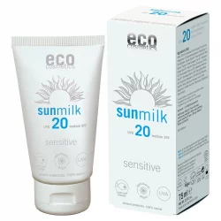 Lait solaire sensitive visage & corps BIO IP 20 framboise & grenade - 75ml - Eco Cosmetics