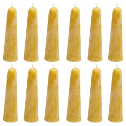 12 Kerzen kegelförmig aus BIO-Bienenwachs 4 x 13,5 cm - Blue