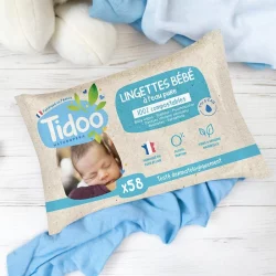 BIO-Babypflegetücher reines Wasser ohne Parfum - 58 Stück - Tidoo