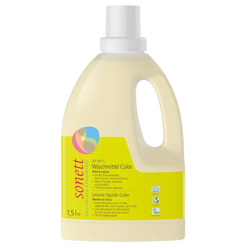 Lessive liquide couleur écologique menthe & lemongrass - 1,5l - Sonett﻿