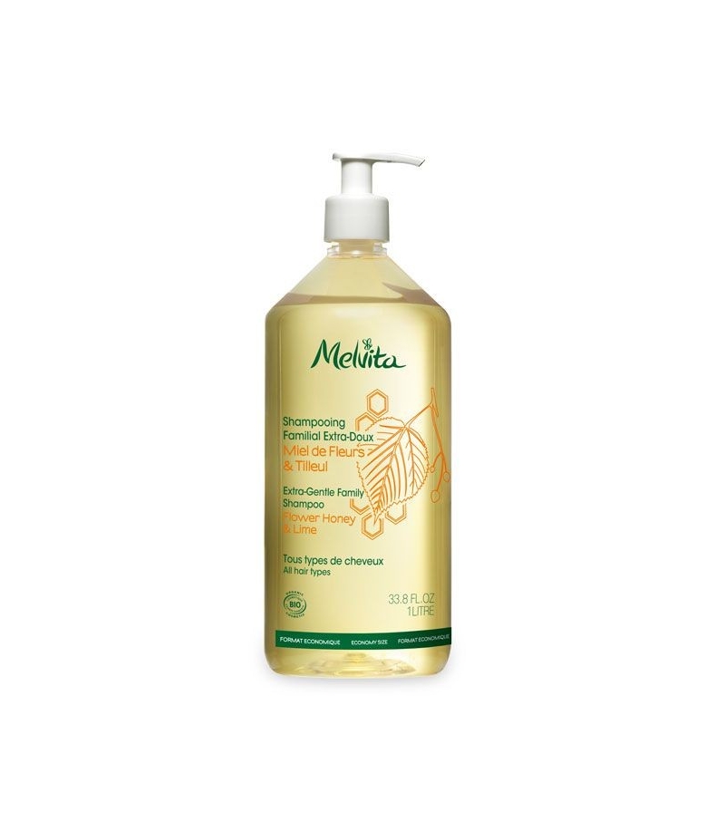 Shampooing familial extra-doux BIO miel de fleurs & tilleul - 1l - Melvita