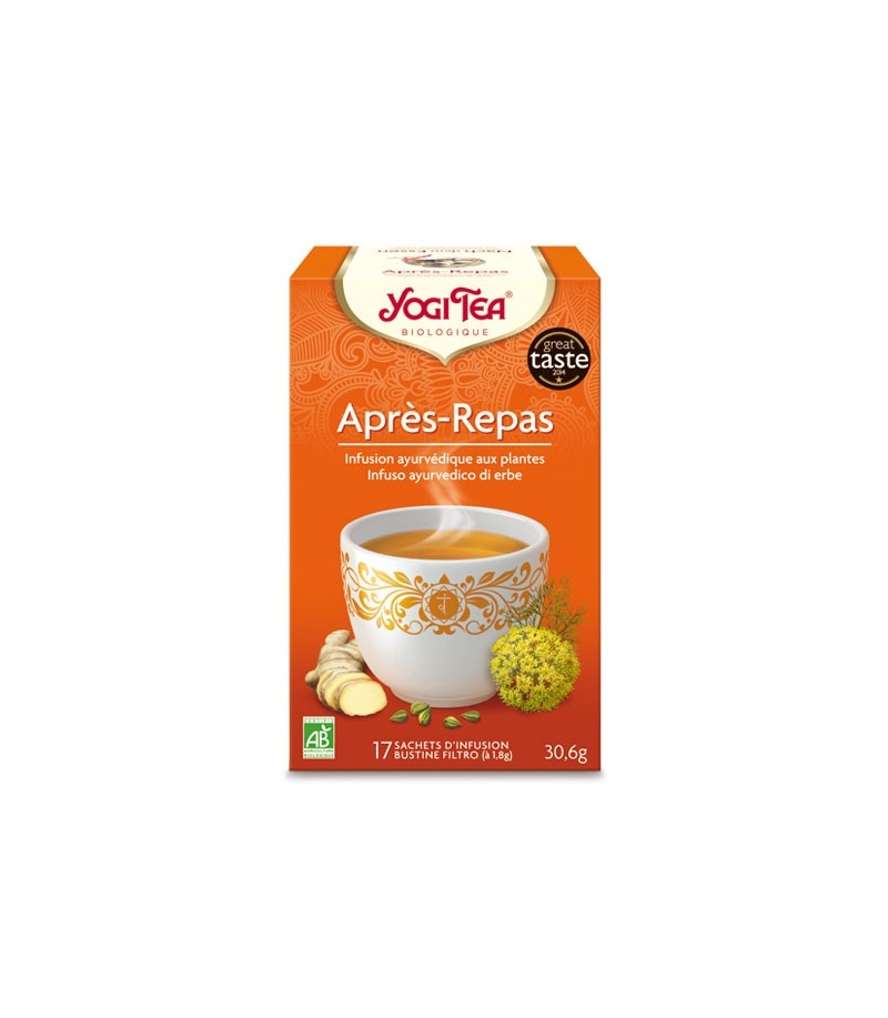 BIO-Kräutertee mit Kardamom, Fenchel & Ingwer - Nach dem Essen Tee - 17 Teebeutel - Yogi Tea