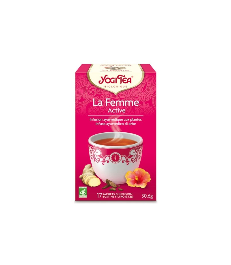 Infusion femme d'hibiscus, racine d'angélique & gingembre BIO - La Femme Active - 17 sachets - Yogi Tea